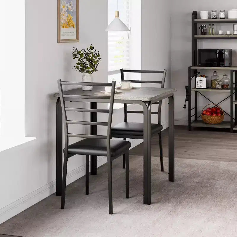 COZONY Ensemble table de salle à manger 3 pièces pour 2 avec chaises rembourrées, ensemble table et chaises de cuisine carrées pour petits espaces et coin petit-déjeuner
