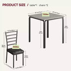 COZONY Ensemble table de salle à manger 3 pièces pour 2 avec chaises rembourrées, ensemble table et chaises de cuisine carrées pour petits espaces et coin petit-déjeuner