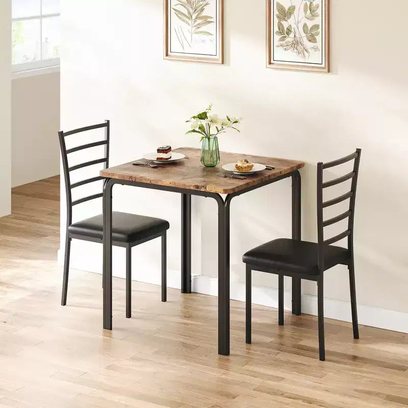 COZONY Ensemble table de salle à manger 3 pièces pour 2 avec chaises rembourrées, ensemble table et chaises de cuisine carrées pour petits espaces et coin petit-déjeuner