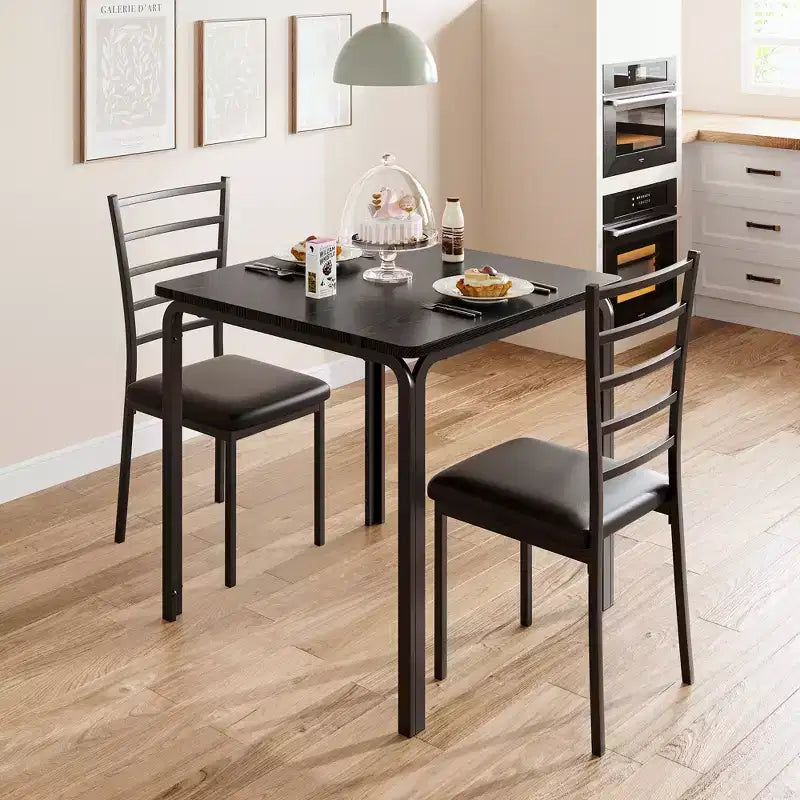 COZONY Ensemble table de salle à manger 3 pièces pour 2 avec chaises rembourrées, ensemble table et chaises de cuisine carrées pour petits espaces et coin petit-déjeuner