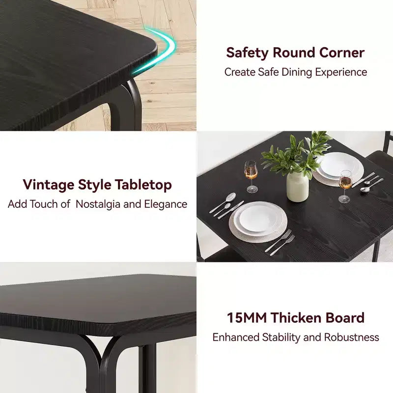 COZONY Ensemble table de salle à manger 3 pièces pour 2 avec chaises rembourrées, ensemble table et chaises de cuisine carrées pour petits espaces et coin petit-déjeuner