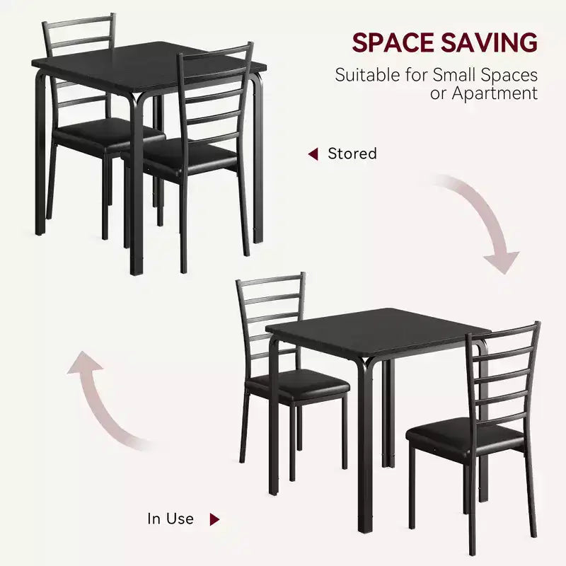 COZONY Ensemble table de salle à manger 3 pièces pour 2 avec chaises rembourrées, ensemble table et chaises de cuisine carrées pour petits espaces et coin petit-déjeuner