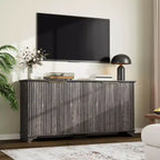 Fluted 4-Door Sideboard Buffet Cabinet with Storage | TV Stand & Coffee Bar with Adjustable Shelves & Load-Bearing Feet for Kitchen & Living Room