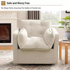 Oversized Swivel Accent Chair, Mid Century Comfy Accent Sofa, Modern Linen Fabric Barrel Armchair, Metal Base, No Assembly, for Living Room
