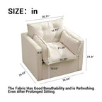 Oversized Swivel Accent Chair, Mid Century Comfy Accent Sofa, Modern Linen Fabric Barrel Armchair, Metal Base, No Assembly, for Living Room