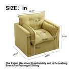 Oversized Swivel Accent Chair, Mid Century Comfy Accent Sofa, Modern Linen Fabric Barrel Armchair, Metal Base, No Assembly, for Living Room