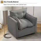 Oversized Swivel Accent Chair, Mid Century Comfy Accent Sofa, Modern Linen Fabric Barrel Armchair, Metal Base, No Assembly, for Living Room