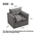 Oversized Swivel Accent Chair, Mid Century Comfy Accent Sofa, Modern Linen Fabric Barrel Armchair, Metal Base, No Assembly, for Living Room