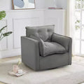 Oversized Swivel Accent Chair, Mid Century Comfy Accent Sofa, Modern Linen Fabric Barrel Armchair, Metal Base, No Assembly, for Living Room