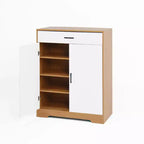 CLIHOME 4-Tier Shoe Rack Organizer, Freestanding Wooden Shoe Storage Cabinet with Adjustable Shelves