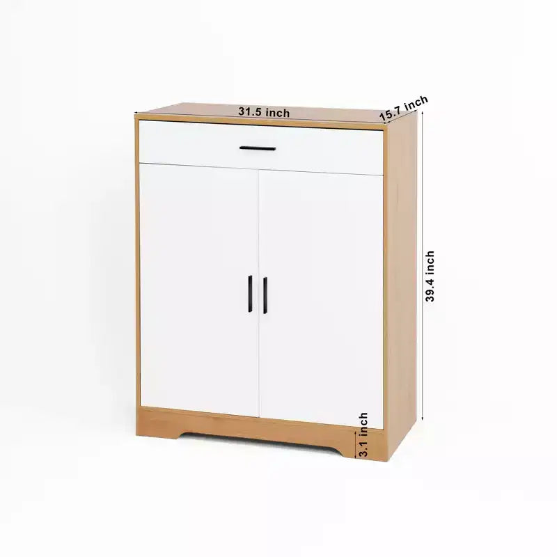 CLIHOME 4-Tier Shoe Rack Organizer, Freestanding Wooden Shoe Storage Cabinet with Adjustable Shelves