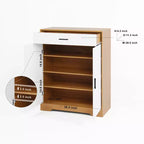 CLIHOME 4-Tier Shoe Rack Organizer, Freestanding Wooden Shoe Storage Cabinet with Adjustable Shelves