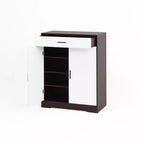 CLIHOME 4-Tier Shoe Rack Organizer, Freestanding Wooden Shoe Storage Cabinet with Adjustable Shelves