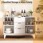 Buffet de rangement mi-siècle GustoWave avec 3 tiroirs, buffet cannelé avec rangement, grand buffet, meuble bar à café