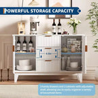 Buffet de rangement mi-siècle GustoWave avec 3 tiroirs, buffet cannelé avec rangement, grand buffet, meuble bar à café