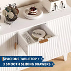 Buffet de rangement mi-siècle GustoWave avec 3 tiroirs, buffet cannelé avec rangement, grand buffet, meuble bar à café