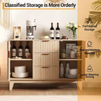 Buffet de rangement mi-siècle GustoWave avec 3 tiroirs, buffet cannelé avec rangement, grand buffet, meuble bar à café