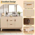 Buffet de rangement mi-siècle GustoWave avec 3 tiroirs, buffet cannelé avec rangement, grand buffet, meuble bar à café