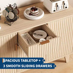 Buffet de rangement mi-siècle GustoWave avec 3 tiroirs, buffet cannelé avec rangement, grand buffet, meuble bar à café