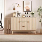 Buffet de rangement mi-siècle GustoWave avec 3 tiroirs, buffet cannelé avec rangement, grand buffet, meuble bar à café