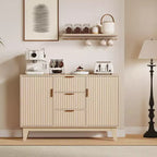 Buffet de rangement mi-siècle GustoWave avec 3 tiroirs, buffet cannelé avec rangement, grand buffet, meuble bar à café