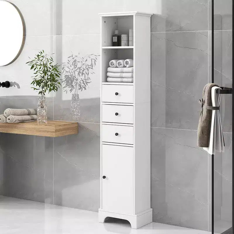 A farmhouse-style sideboard with a cabinet, two drawers, and a bottom shelf, suitable as a sideboard for kitchens, dining rooms, or entryways.
