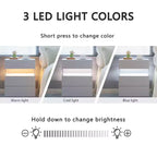 Tables de chevet à LED, commode à 3 tiroirs pour chambre à coucher, table d'appoint avec panneau en acrylique, tables de chevet à LED pour chambre à coucher, salon, meubles de chevet (blanc)