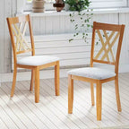 Costway Lot de 4 chaises de cuisine sans accoudoirs en tissu de lin, rembourrées, avec cadre en bois d'hévéa, gris/naturel