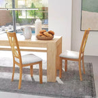Costway Lot de 4 chaises de cuisine sans accoudoirs en tissu de lin, rembourrées, avec cadre en bois d'hévéa, gris/naturel