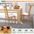 Costway Lot de 4 chaises de cuisine sans accoudoirs en tissu de lin, rembourrées, avec cadre en bois d'hévéa, gris/naturel