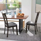 Costway Lot de 4 chaises de cuisine sans accoudoirs en tissu de lin, rembourrées, avec cadre en bois d'hévéa, gris/naturel