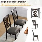 Costway Lot de 4 chaises de cuisine sans accoudoirs en tissu de lin, rembourrées, avec cadre en bois d'hévéa, gris/naturel