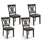 Costway 4 PCS Linen Fabric Upholstered Kitchen Armless Chairs with Rubber Wood Frame Gray/Natural
