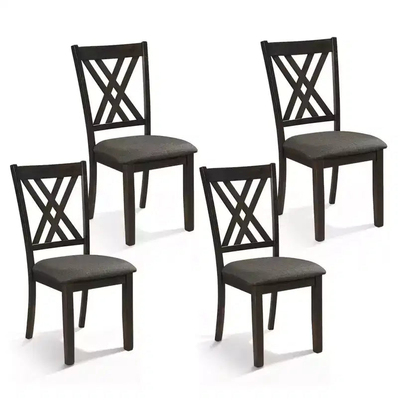 Costway 4 PCS Linen Fabric Upholstered Kitchen Armless Chairs with Rubber Wood Frame Gray/Natural