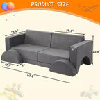 8 PCS Kids Modular Play Couch, Toddler Floor Sofa for Boys and Girls, Convertible Sofa Bed with Machine Washable Cover Multifunctional Play Couch