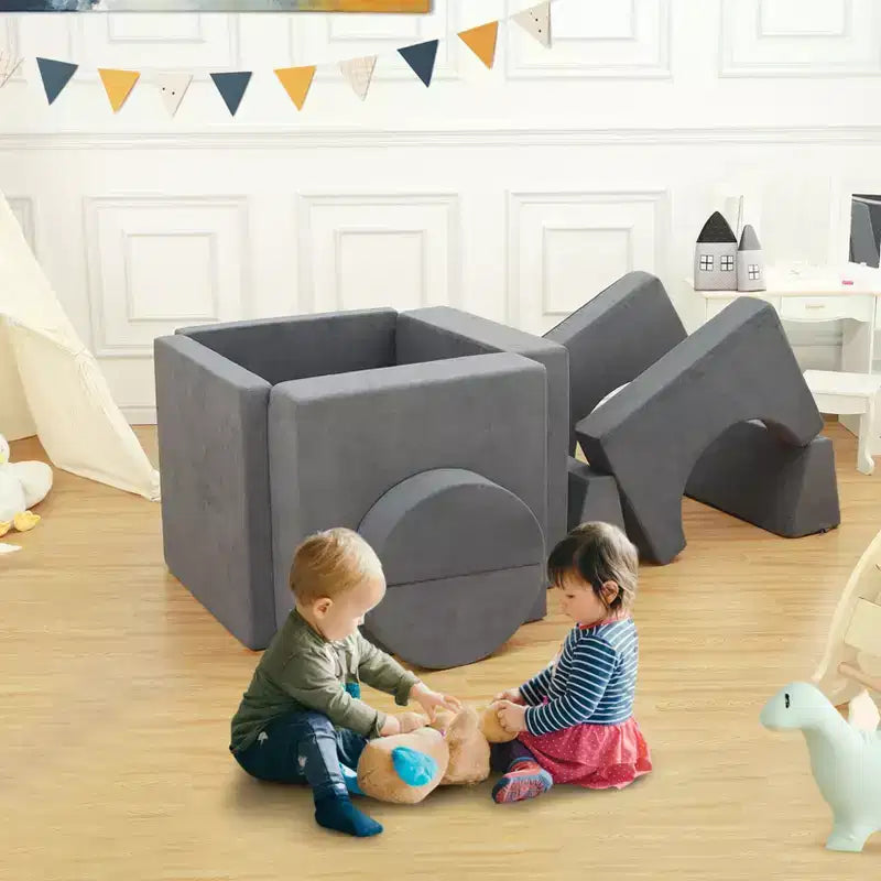 8 PCS Kids Modular Play Couch, Toddler Floor Sofa for Boys and Girls, Convertible Sofa Bed with Machine Washable Cover Multifunctional Play Couch