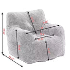 Grand pouf canapé gris foncé avec pochette latérale, fauteuil de sol moelleux pour adultes, idéal pour le jeu et la lecture