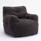 Grand pouf canapé gris foncé avec pochette latérale, fauteuil de sol moelleux pour adultes, idéal pour le jeu et la lecture