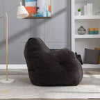 Grand pouf canapé gris foncé avec pochette latérale, fauteuil de sol moelleux pour adultes, idéal pour le jeu et la lecture