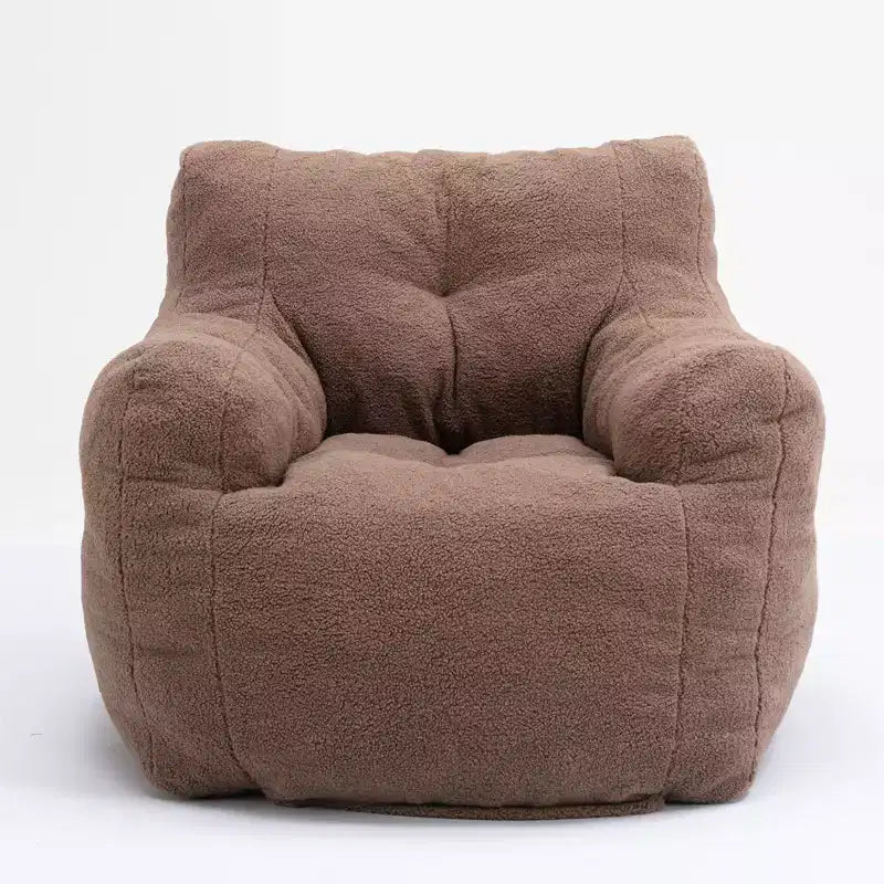 Grand pouf canapé gris foncé avec pochette latérale, fauteuil de sol moelleux pour adultes, idéal pour le jeu et la lecture