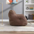 Grand pouf canapé gris foncé avec pochette latérale, fauteuil de sol moelleux pour adultes, idéal pour le jeu et la lecture