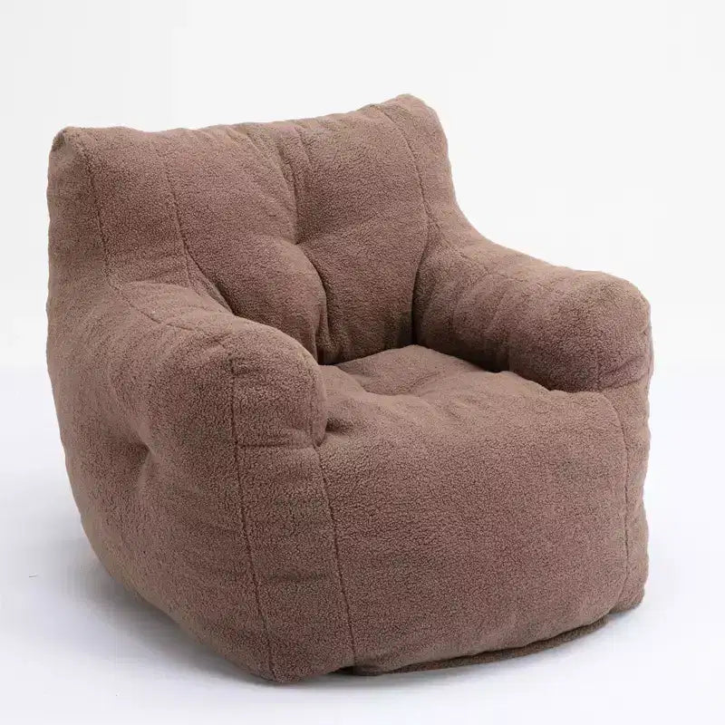 Grand pouf canapé gris foncé avec pochette latérale, fauteuil de sol moelleux pour adultes, idéal pour le jeu et la lecture