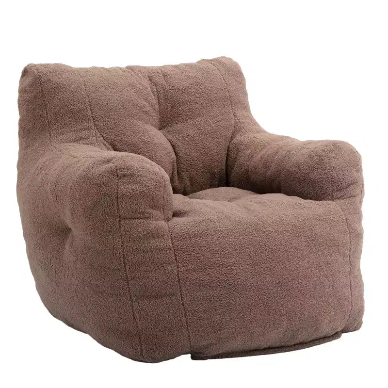 Grand pouf canapé gris foncé avec pochette latérale, fauteuil de sol moelleux pour adultes, idéal pour le jeu et la lecture