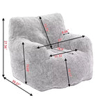 Grand pouf canapé gris foncé avec pochette latérale, fauteuil de sol moelleux pour adultes, idéal pour le jeu et la lecture