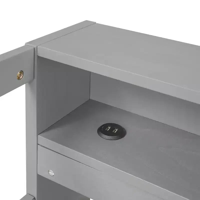 Lit de repos double XL avec 2 lits gigognes et étagères de rangement, cadre de canapé en bois avec port de chargement USB et 1 lampe offerte,