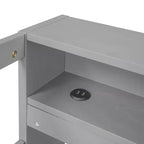 Lit de repos double XL avec 2 lits gigognes et étagères de rangement, cadre de canapé en bois avec port de chargement USB et 1 lampe offerte,