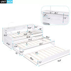 Lit de repos double XL avec 2 lits gigognes et étagères de rangement, cadre de canapé en bois avec port de chargement USB et 1 lampe offerte,