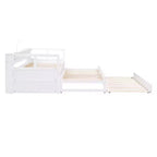 Lit de repos double XL avec 2 lits gigognes et étagères de rangement, cadre de canapé en bois avec port de chargement USB et 1 lampe offerte,