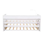 Lit de repos double XL avec 2 lits gigognes et étagères de rangement, cadre de canapé en bois avec port de chargement USB et 1 lampe offerte,