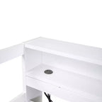 Lit de repos double XL avec 2 lits gigognes et étagères de rangement, cadre de canapé en bois avec port de chargement USB et 1 lampe offerte,